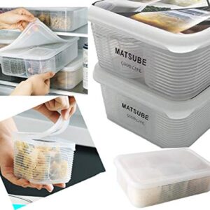 MATSUBE Fridge Food Storage Container- Reusable Fresh Produce Divided Fruit Storage Organizer Plastic Produce Organizer with 6 Detachable Small Boxes to Keep Fresh for Storing Fish, Meat, Vegetables