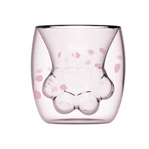 windosier coffee mugs,cute cat mugs,cat paw cup sparks claw glass double wall cat coffee mugs cat foot milk glass sakura cup gift for coffee tea