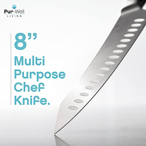 Pur-Well Living Chef Knife Classic 8in Professional Chefs Knife (Made with German Stainless Steel) Elite multi-purpose full-size 8-inch chef’s knife