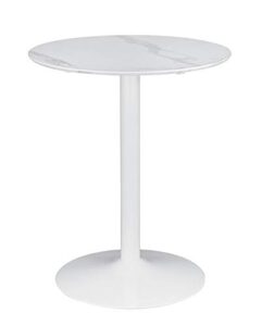 coaster furniture arkell round pedestal white counter height table 193068