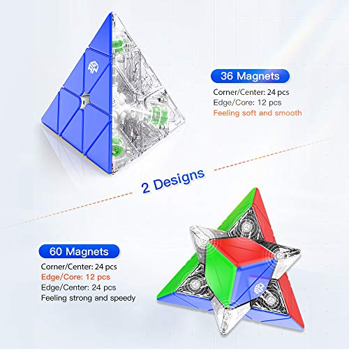 GAN Pyraminx 60 Magnets, Speed Magnetic Pyramid Puzzle Stickerless Triangle Cube GES+(Enhanced)