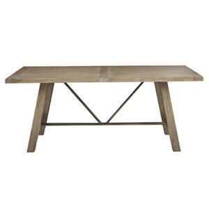 ink+ivy sonoma solid wood dining table, rectangular with rustic metal truss accent,trestle legs, easy assembly, industrial country, for kitchen, entryway, family, or bedroom, reclaimed grey