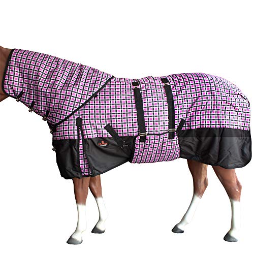 HILASON 1200D Waterproof Horse Hood Neck Blanket Belly Wrap Plaid - 78 Inches | Horse Blanket | Horse Blankets for Winter Waterproof | Horse Turnout Blanket | Horse Turnout