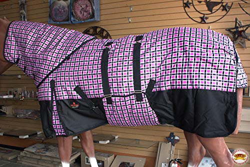 HILASON 1200D Waterproof Horse Hood Neck Blanket Belly Wrap Plaid - 78 Inches | Horse Blanket | Horse Blankets for Winter Waterproof | Horse Turnout Blanket | Horse Turnout