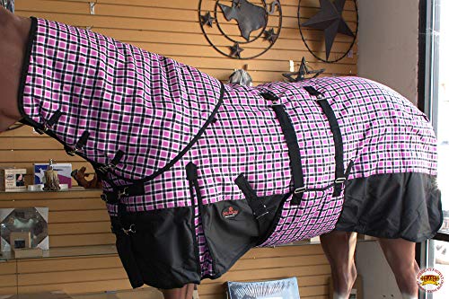 HILASON 1200D Waterproof Horse Hood Neck Blanket Belly Wrap Plaid - 78 Inches | Horse Blanket | Horse Blankets for Winter Waterproof | Horse Turnout Blanket | Horse Turnout