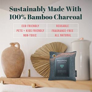 Naamoo Bamboo Charcoal Air Purifying Bag 5-Pack (5x200g) - Activated Charcoal Bags Odor Absorber for Around The House - Easy to Use Odor Eliminator for Pet Area, Cat Litter Box, Laundry Room and more