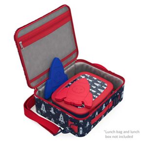 Bentgo Prints Insulated Lunch Bag Set With Kids Bento-Style Lunch Box and 4 Reusable Ice Packs (Space Rockets)