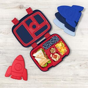 Bentgo Prints Insulated Lunch Bag Set With Kids Bento-Style Lunch Box and 4 Reusable Ice Packs (Space Rockets)