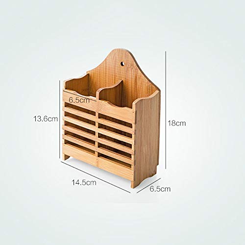 ZSQAI Bamboo Chopsticks Tube Chopsticks Cage Double Row Drain Basket Wall Mounted Chopsticks Rack