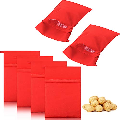 6 Pieces Microwave Potato Bag Reusable Baked Potato Pouch Time-saving Roasted Potato Cooker Bag for Potatoes Yam Corn