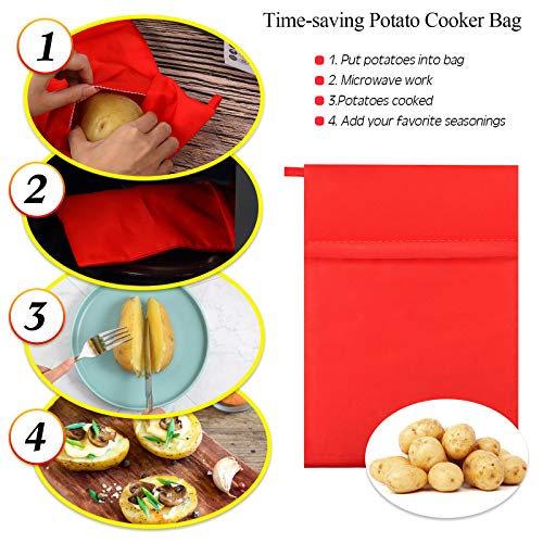 6 Pieces Microwave Potato Bag Reusable Baked Potato Pouch Time-saving Roasted Potato Cooker Bag for Potatoes Yam Corn