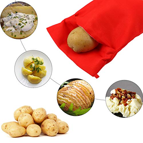 6 Pieces Microwave Potato Bag Reusable Baked Potato Pouch Time-saving Roasted Potato Cooker Bag for Potatoes Yam Corn