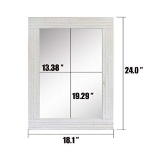 Stonebriar Rustic Rectangular Worn White Wood Frame Hanging Wall Mirror for Vertical or Horizontal Display, 24" x 18"