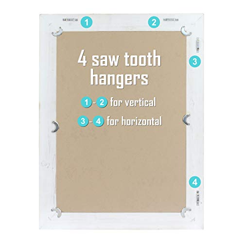 Stonebriar Rustic Rectangular Worn White Wood Frame Hanging Wall Mirror for Vertical or Horizontal Display, 24" x 18"