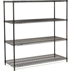 nexel adjustable wire shelving unit, 4 tier, nsf listed commercial storage rack, 24" x 60" x 86", black epoxy