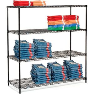 Nexel Adjustable Wire Shelving Unit, 4 Tier, NSF Listed Commercial Storage Rack, 24" x 60" x 86", Black Epoxy