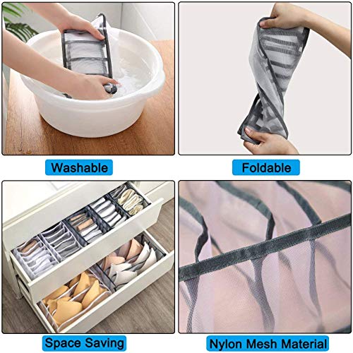 Underwear Organizer Drawer Divider 3 Set, Closet Socks Bra Organizer 6&7&11 Cell Collapsible Cabinet Storage Boxes for Lingerie, Panties , Lingerie, Stockings, Scarves, Ties