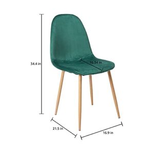 CangLong Kitchen Velvet Cushion Seat, Green Back and Metal Legs, Modern Mid Century Living Room Side Dining Chairs, Set of 4