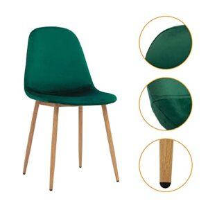 CangLong Kitchen Velvet Cushion Seat, Green Back and Metal Legs, Modern Mid Century Living Room Side Dining Chairs, Set of 4