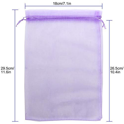 ZOEYES 200pcs Organza Bags 8x12 Inch Sheer Drawstring Organza Gift Bag Purple Organza Bags for Festival Wedding Party Favor Candy Toys Pouches