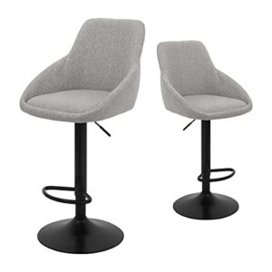 canglong mid century style adjustable swivel bar stool with back support dining chairs set of 2,gray