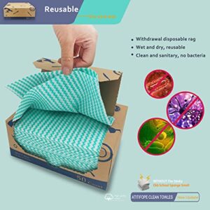 Atitifope Heavy Duty Reusable Cleaning Cloths 100 Count Food Service Wipes Dishcloths Multi-use Towels(2Boxes)