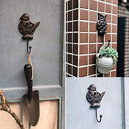 Vintage Cast Iron Bird Wall Hanger Hooks Rack, Decorative Indoor Outdoor Home Garden Country Farmhouse Garage Rustic Wall Mounted Hooks for Hanging Coats Keys Tools