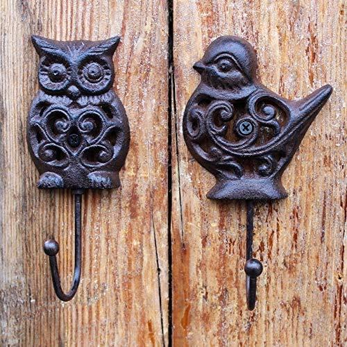 Vintage Cast Iron Bird Wall Hanger Hooks Rack, Decorative Indoor Outdoor Home Garden Country Farmhouse Garage Rustic Wall Mounted Hooks for Hanging Coats Keys Tools