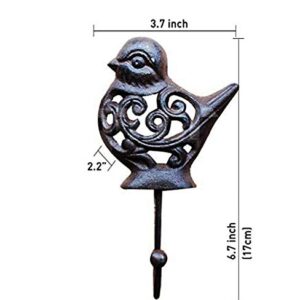 Vintage Cast Iron Bird Wall Hanger Hooks Rack, Decorative Indoor Outdoor Home Garden Country Farmhouse Garage Rustic Wall Mounted Hooks for Hanging Coats Keys Tools