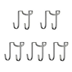 dewell multi-use over cabinet hook, 5 pack, stainless steel, double hook for drawer cabinet, closet, fence, kitchen and bathroom, silver