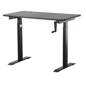 unicoo - crank adjustable height standing desk, adjustable sit to stand up desk,home office table, computer table, portable writing desk, study table (black top/black frame - ntcset-01-bb)
