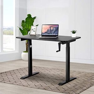 UNICOO - Crank Adjustable Height Standing Desk, Adjustable Sit to Stand up Desk,Home Office Table, Computer Table, Portable Writing Desk, Study Table (Black Top/Black Frame - NTCSET-01-BB)