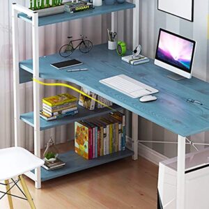 Multipurpose Computer Desk with 4 Tier Bookshelves,Modern Writing Table Home Office Desk,Compact Gaming Desk Pc Laptop Table Workstation