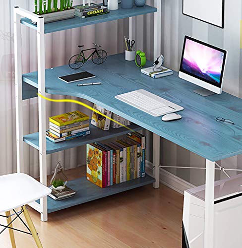 Multipurpose Computer Desk with 4 Tier Bookshelves,Modern Writing Table Home Office Desk,Compact Gaming Desk Pc Laptop Table Workstation