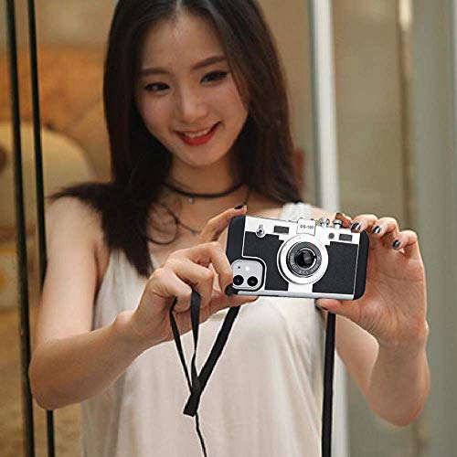 Awsaccy Emily in Paris Phone Case iPhone 11 6.1 Camera Case Vintage Cover Cute 3D Cool Unique Camera Design Case PC Silicone Cover with Removable Neck Strap Lanyard for Girls Women Black