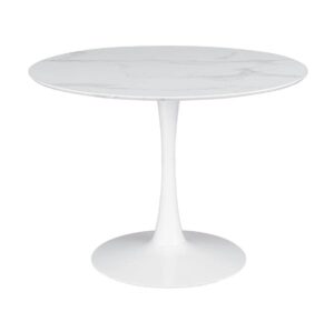 coaster furniture arkell 40-inch round pedestal white dining table 193051