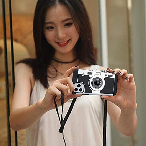 Awsaccy Emily in Paris Phone Case Compatible with iPhone 12 / iPhone 12 Pro 6.1 inch Camera Case Vintage Cover Cute 3D Cool Unique Design Silicone Case with Removable Neck Strap for Girls Women Black