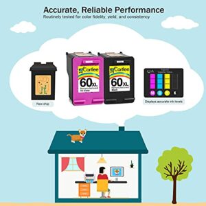 Cartlee Remanufactured Ink Cartridge 60XL 60 XL Replacement for HP Envy 100 110 120 Photosmart C4670 c4680 c4780 c4795 d110 Deskjet D2660 d2680 f2430 f4280 f4440 f4480 f4580 Printer (1 Black, 1 Color)