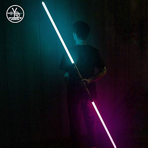 YDDSABER Lightsaber and Carrying Bag, RGB 16 Colors Changing Metal Aluminum Hilt, Ghost Premium Force FX Black Series Light Saber with 3 Mode Sound,for Adults, Support Real Heavy Dueling