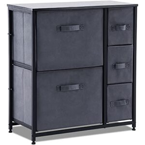 youdenova fabric dresser for bedroom, 5 drawers closet dresser storage organizer tower for clothes storage, closet organizers and storage, grey