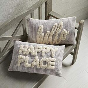 Mud Pie Tufted Pillow, 12" x 20", Happy Place