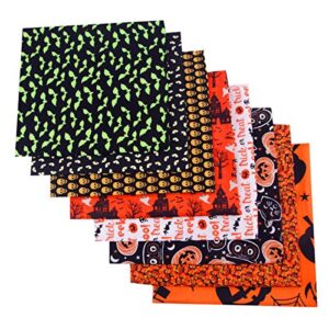kipetto halloween cotton fabric 16pcs squares printed patchwork fabric for diy sewing scrapbooking quilting masks, 9.8" x 9.8"