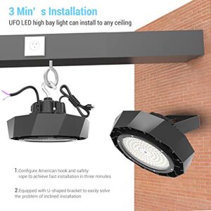 ABODONG 150W LED High Bay Light 150LM/W 5000K 1-10V Dimmable 22,500LM Alternative to 600W MH/HPS with US Plug 8' Cable ETL/DLC Approved LED Shop Lights Commercial Garage Warehouse Gym Area Lighting