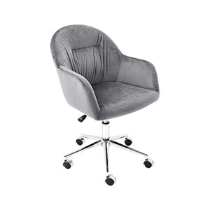 canglong upholstered home office desk chair swivel leisure chair with wheels living room chairs for study room bedroom guest room set of 1, grey