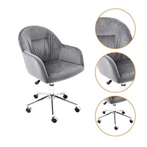 CangLong Upholstered Home Office Desk Chair Swivel Leisure Chair with Wheels Living Room Chairs for Study Room Bedroom Guest Room Set of 1, Grey