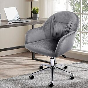 CangLong Upholstered Home Office Desk Chair Swivel Leisure Chair with Wheels Living Room Chairs for Study Room Bedroom Guest Room Set of 1, Grey