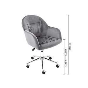 CangLong Upholstered Home Office Desk Chair Swivel Leisure Chair with Wheels Living Room Chairs for Study Room Bedroom Guest Room Set of 1, Grey