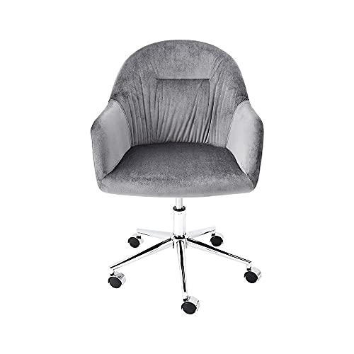 CangLong Upholstered Home Office Desk Chair Swivel Leisure Chair with Wheels Living Room Chairs for Study Room Bedroom Guest Room Set of 1, Grey