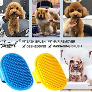 Kwispel 2 Pcs Dog Grooming Brush, Pet Shampoo Brush Dog Bath Grooming Shedding Brush Soothing Massage Rubber Comb with Adjustable Strap for Short Long Haired Dogs and Cats