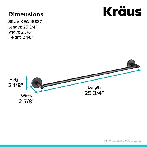 Kraus C-KEA-188MB Elie 4-Piece Bath Hardware Set with 24-inch Bar, Paper Holder, Towel Ring and Robe Hook, Matte Black